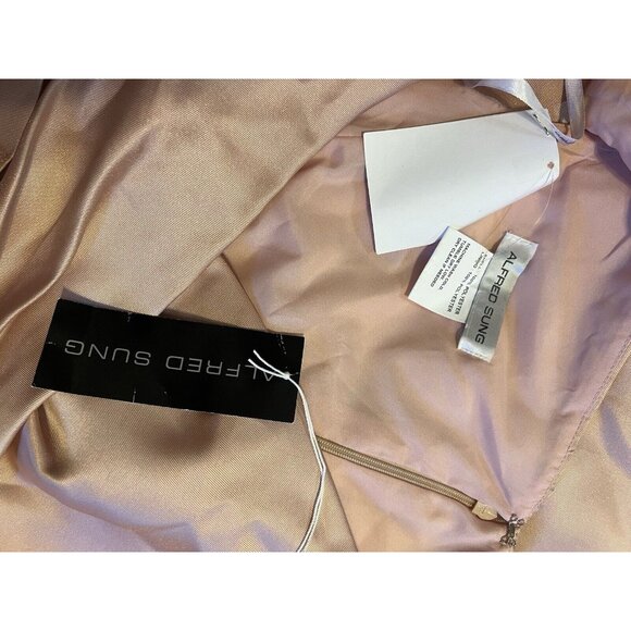 Alfred Sung 14 Formal Blush Pink Off Shoulder Trumpet Gown Front Slit D760 NWT - Picture 8 of 8